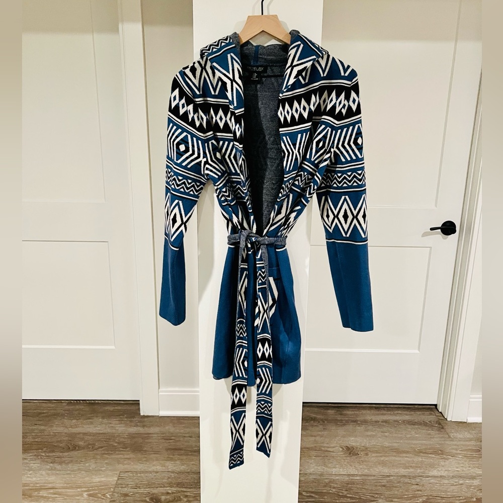 Rachel Zoe Hooded Sweater Belted Jacket - Picture 2 of 6